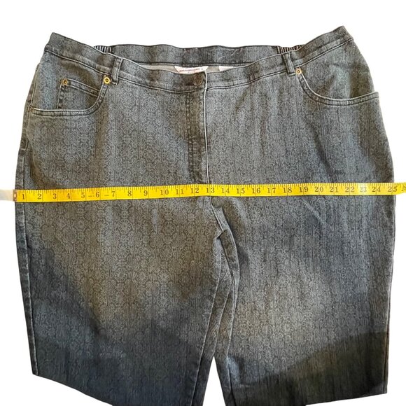 Allison Daley Plus Crop Jeans Gray Black Floral Print Stretch Waist Panels 22W - Picture 10 of 15